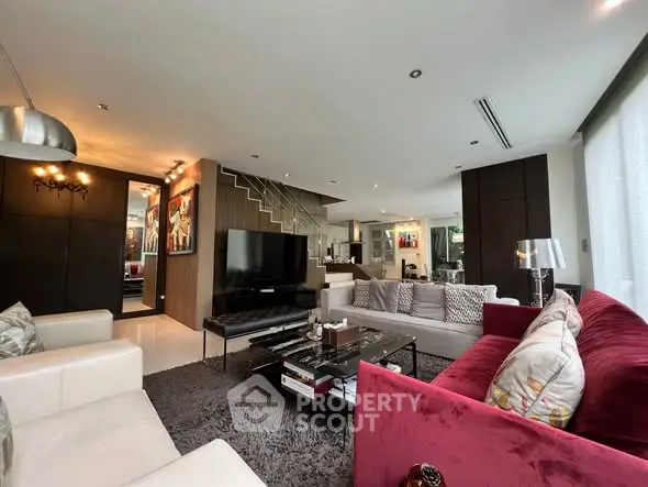 Luxurious modern living room with stylish decor and plush seating