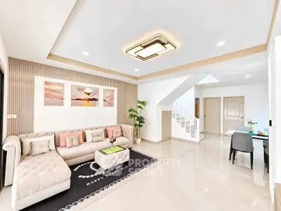 Spacious modern living room with elegant decor and cozy seating area