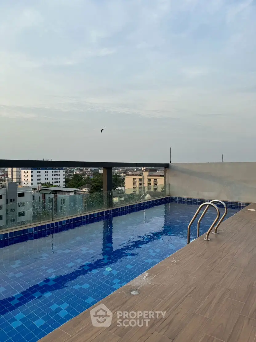 Stunning rooftop pool with panoramic city views, perfect for relaxation and leisure.