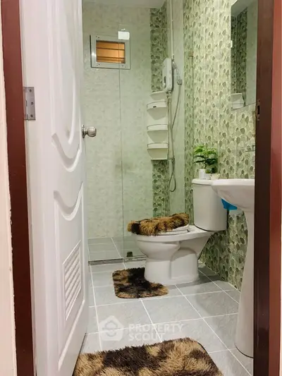 Cozy bathroom with modern shower and stylish decor