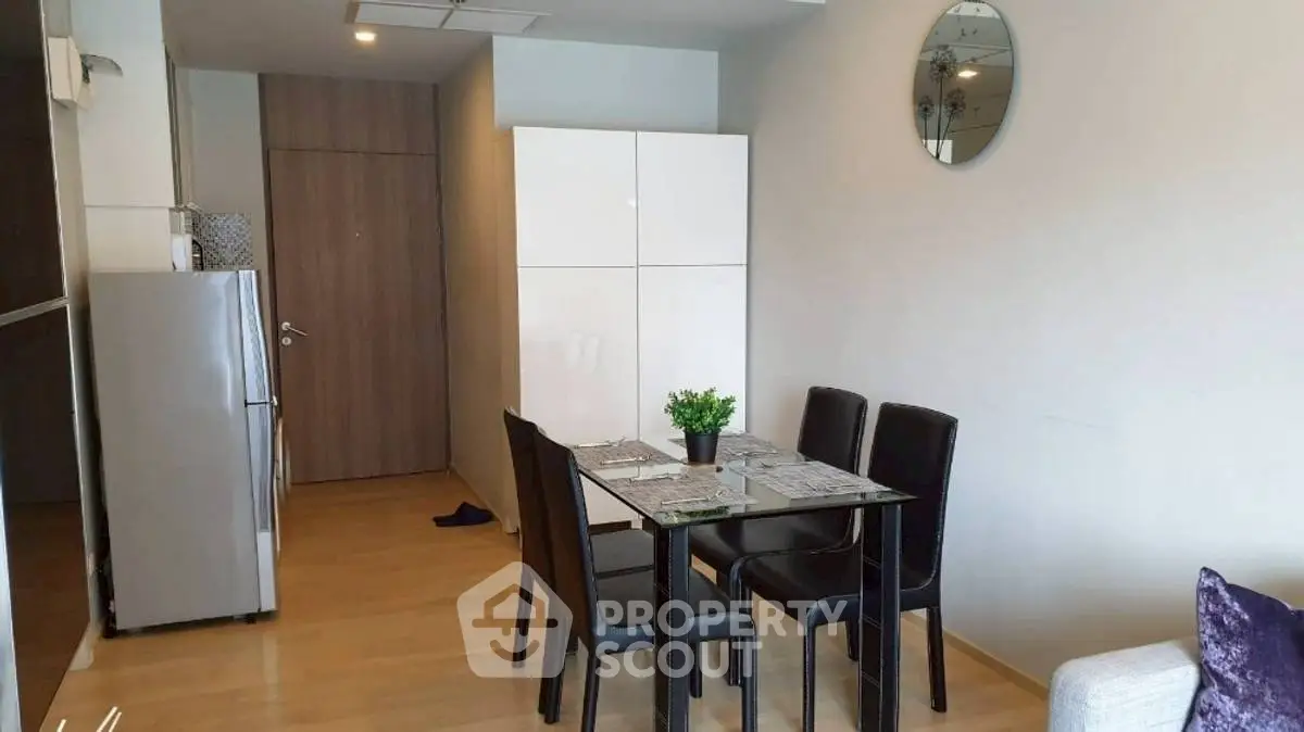 Modern dining area with sleek furniture and stylish decor