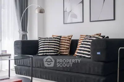 Modern living room with stylish sofa and contemporary decor