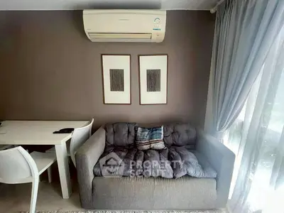 Cozy living room with air conditioning and modern decor