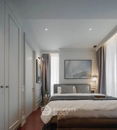 Luxurious bedroom with elegant decor and cozy ambiance
