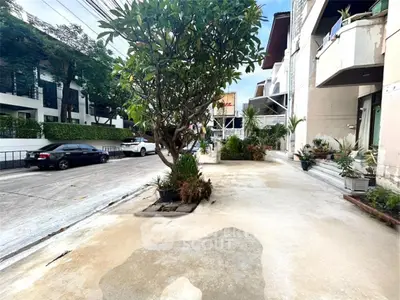 Charming residential street view with lush greenery and modern architecture