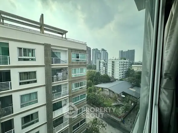 Urban apartment view with modern buildings and cityscape