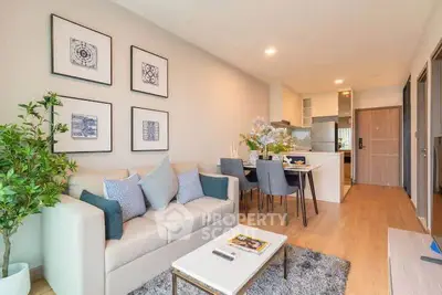 Modern open-plan living room with stylish decor and cozy ambiance