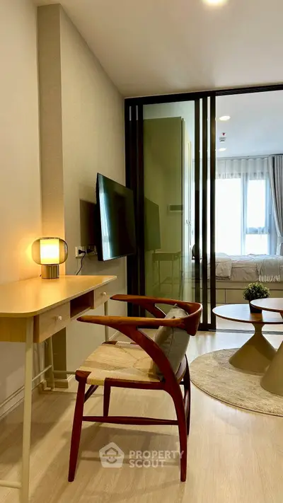 Modern living room with stylish furniture and natural light