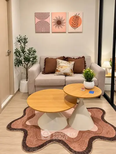 Stylish living room with modern decor and cozy seating area