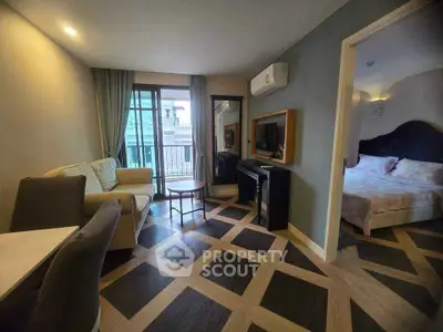 Stylish apartment with modern living room and cozy bedroom