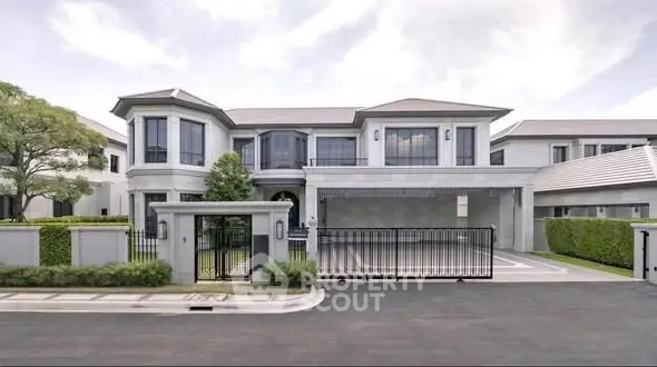 Luxurious modern mansion with elegant facade and spacious driveway