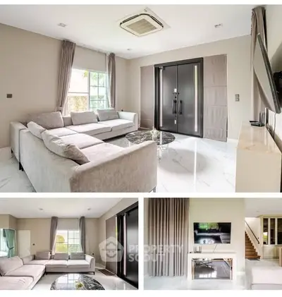 Luxurious living room with modern decor and spacious seating area