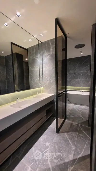 Luxurious modern bathroom with sleek design and elegant fixtures