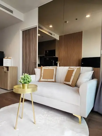 Modern living room with stylish sofa and elegant decor