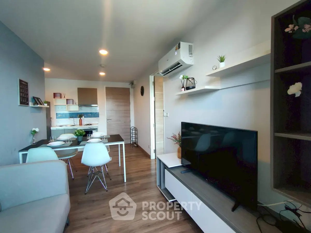 Modern living room with dining area and stylish decor