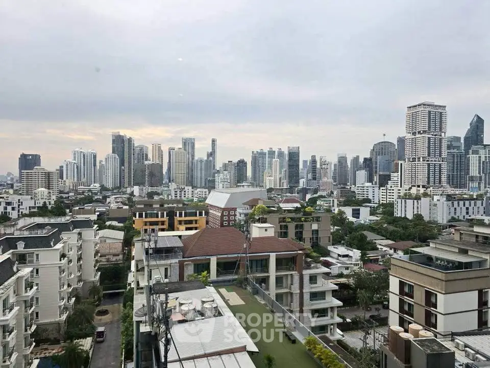 Stunning cityscape view showcasing modern skyline and residential buildings, perfect for urban living enthusiasts.