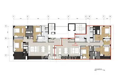 Spacious 3-bedroom apartment floor plan with modern layout and ample living space.