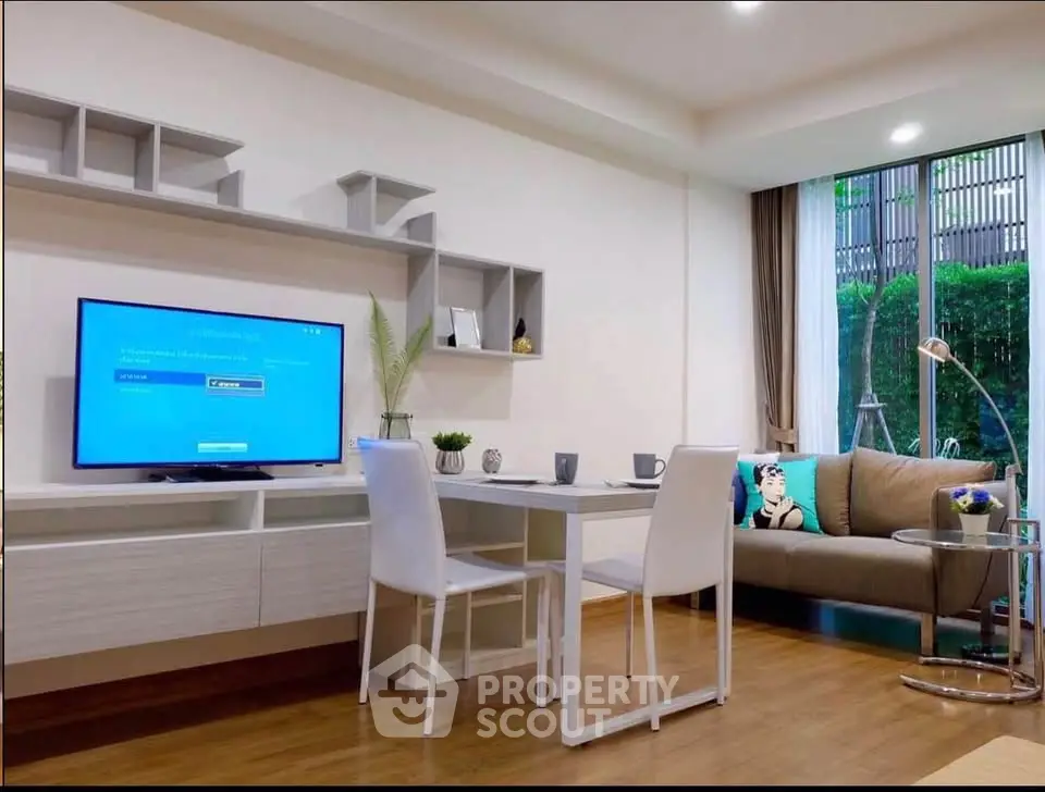 Modern living room with stylish decor and natural light