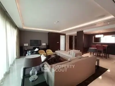 Spacious modern living room with elegant decor and open layout