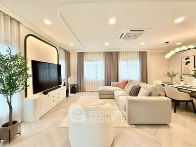 Luxurious modern living room with elegant decor and spacious seating area