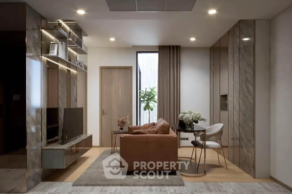 Luxurious modern living room with elegant decor and stylish furniture