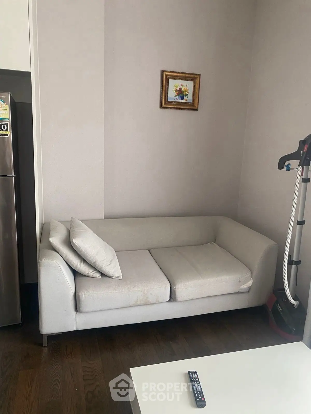 Cozy living room with modern sofa and sleek decor