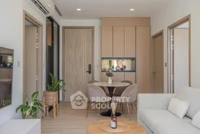 Modern living room with stylish furniture and elegant decor