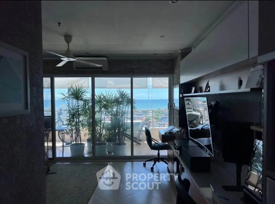 Stunning living room with ocean view and modern decor