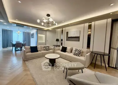 Luxurious modern living room with elegant decor and spacious seating area