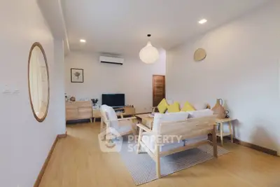 Modern living room with stylish furniture and cozy ambiance