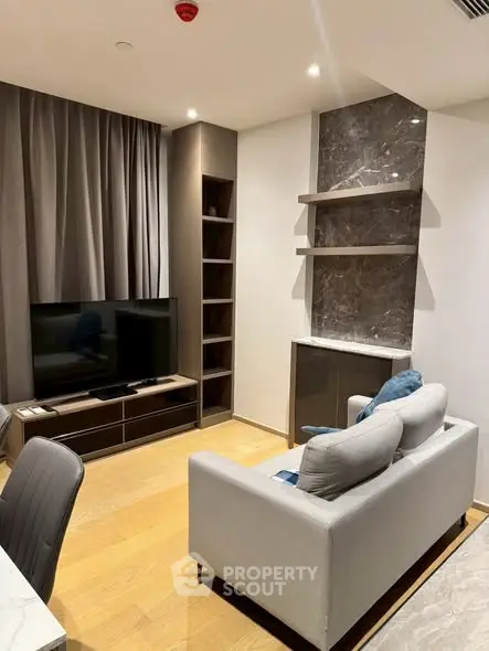 Modern living room with sleek furniture and stylish decor