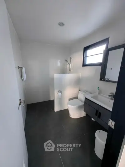Modern bathroom with sleek fixtures and natural light