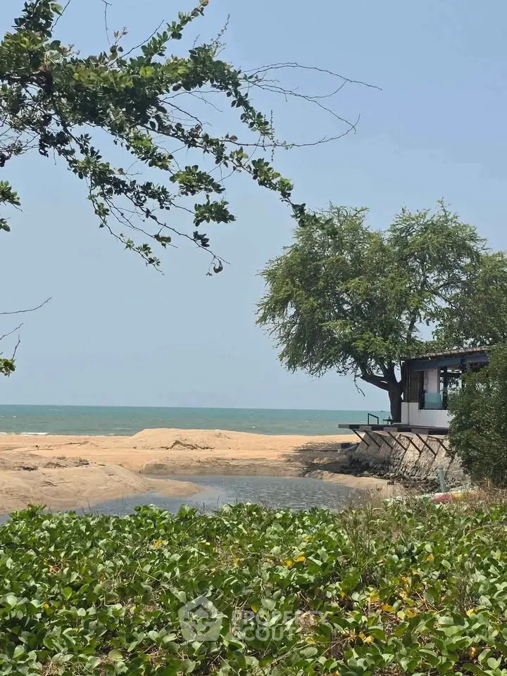 Scenic beachfront property with lush greenery and ocean view, perfect for tranquil living.
