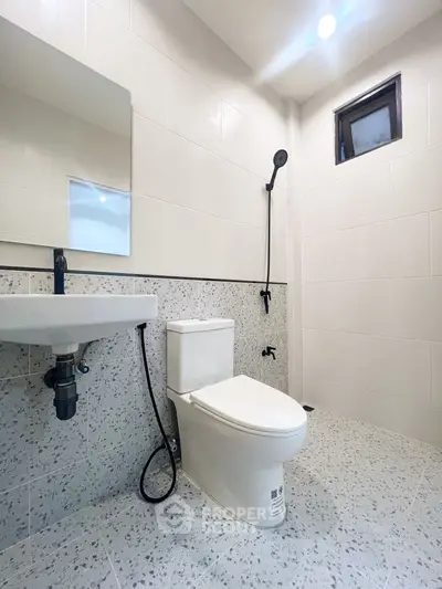 Modern bathroom with sleek fixtures and minimalist design