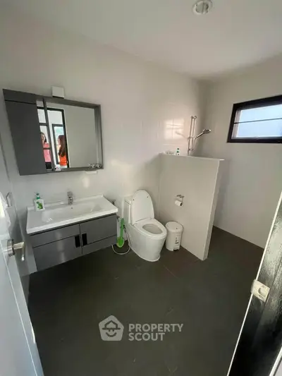 Modern bathroom with sleek fixtures and natural light