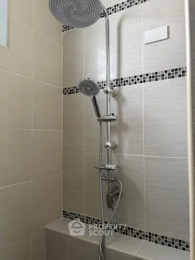 Modern bathroom shower with sleek design and dual shower heads