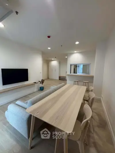 Modern living room with open layout and stylish furniture