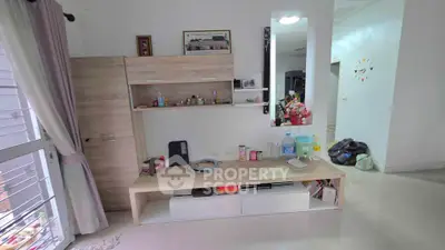 Modern living room with stylish wooden furniture and natural light