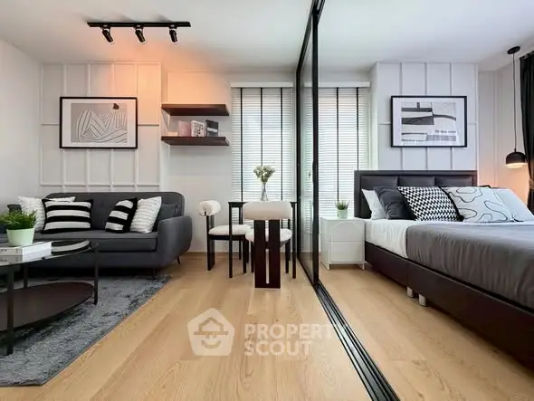 Modern studio apartment with stylish decor and cozy ambiance