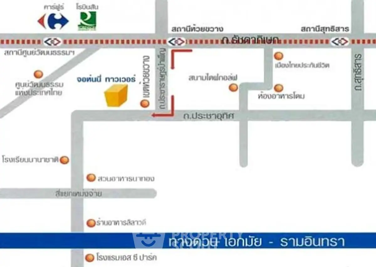 Detailed map showing real estate location with nearby landmarks and roads.