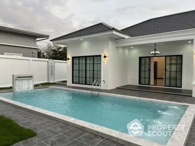 Luxurious modern home with private swimming pool and elegant exterior design