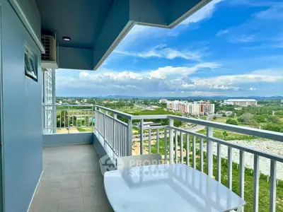 Stunning balcony view with expansive landscape and modern railing design.