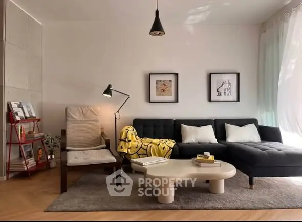 Stylish living room with modern furniture and cozy decor