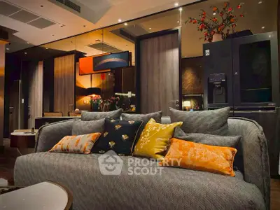 Luxurious living room with elegant decor and plush sofa, perfect for relaxation.