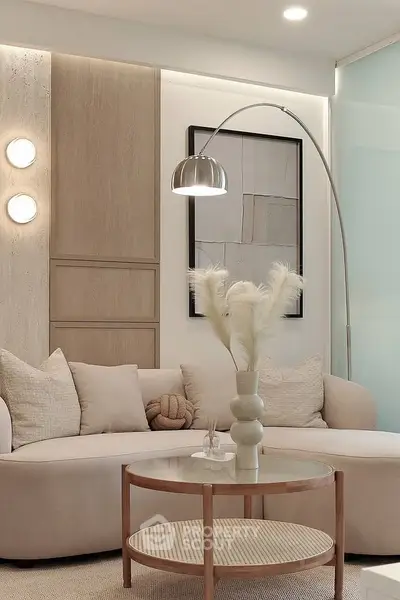 Elegant living room with modern decor and stylish lighting