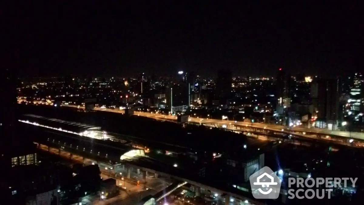 Stunning cityscape night view with illuminated skyline and bustling streets