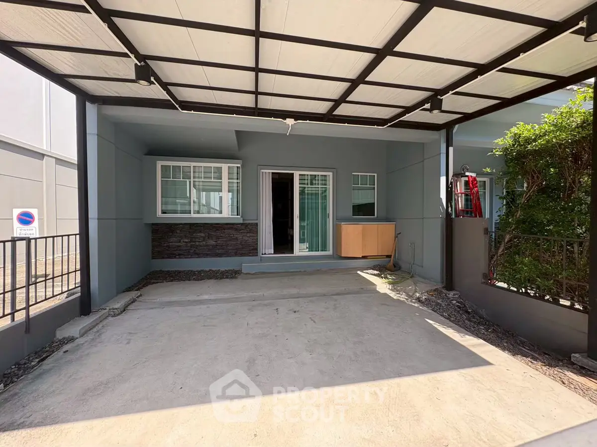 Modern covered parking area with sleek design and ample space