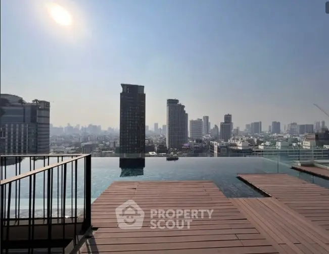Stunning rooftop pool with panoramic city skyline views, perfect for luxury urban living.