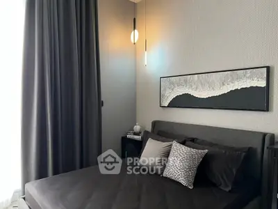 Elegant bedroom with modern decor and stylish lighting