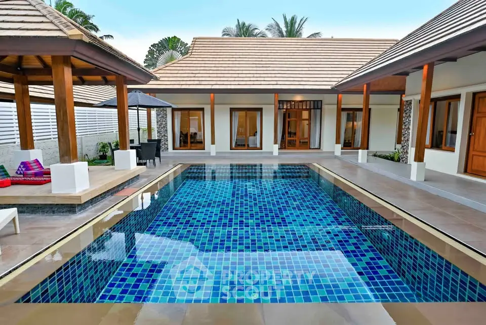 Luxurious villa with private pool and modern design, perfect for relaxation and entertainment.